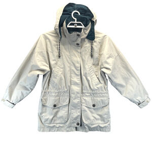 Vintage 90s Pacific Trail Jacket Men's Med Beige w/Hood Parka Coat Outdoor Lined